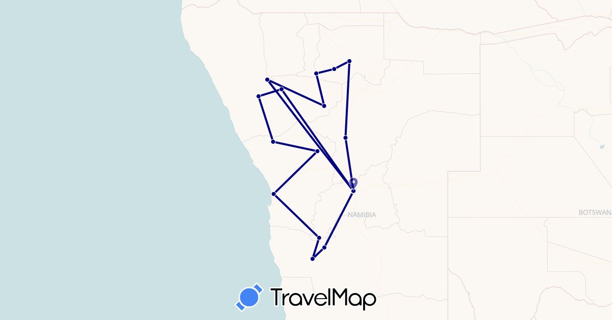 TravelMap itinerary: driving in Australia, Namibia (Africa, Oceania)